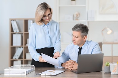 Middle aged employees working together in office