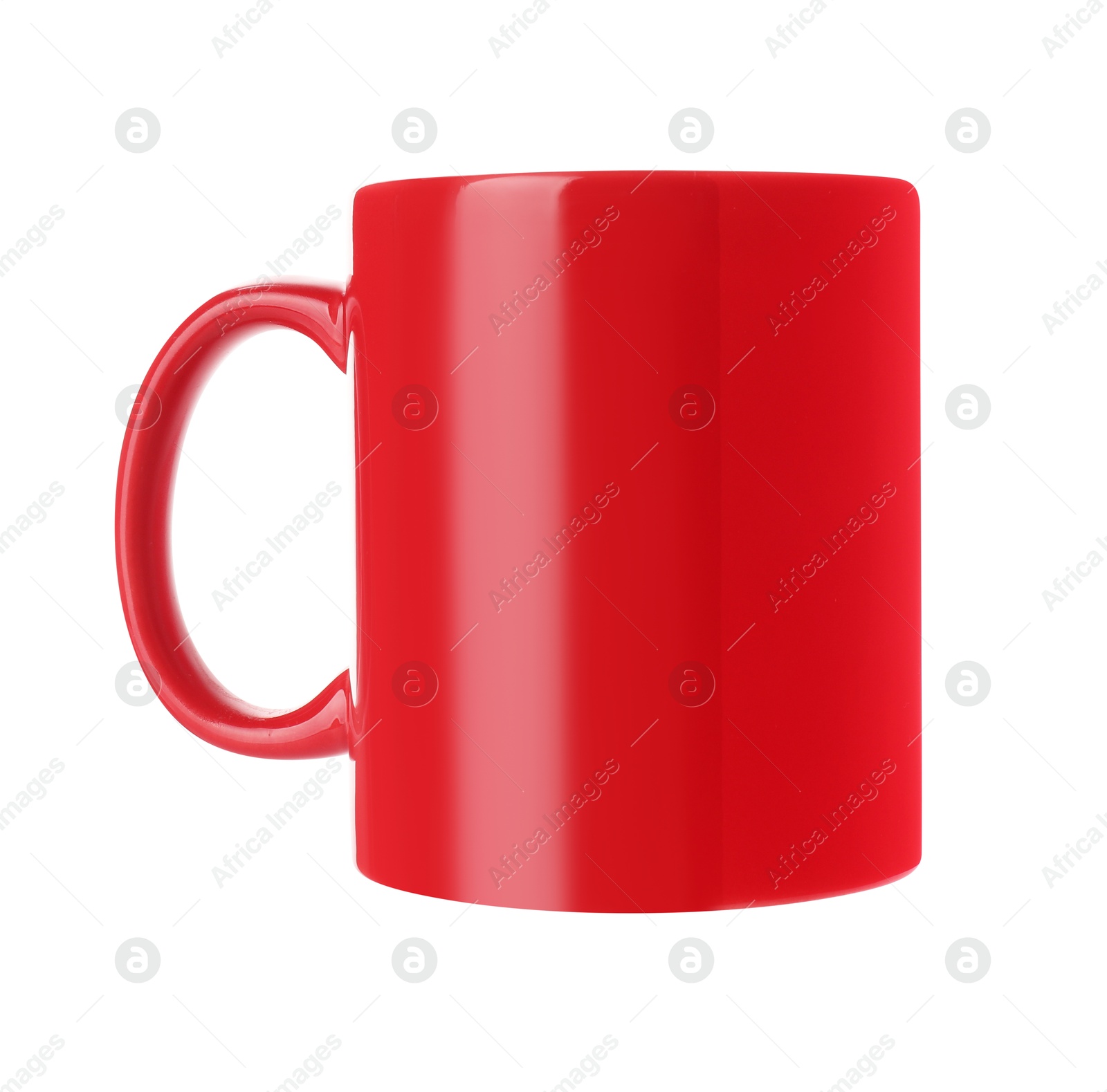 Photo of Red ceramic mug isolated on white. Mockup for design