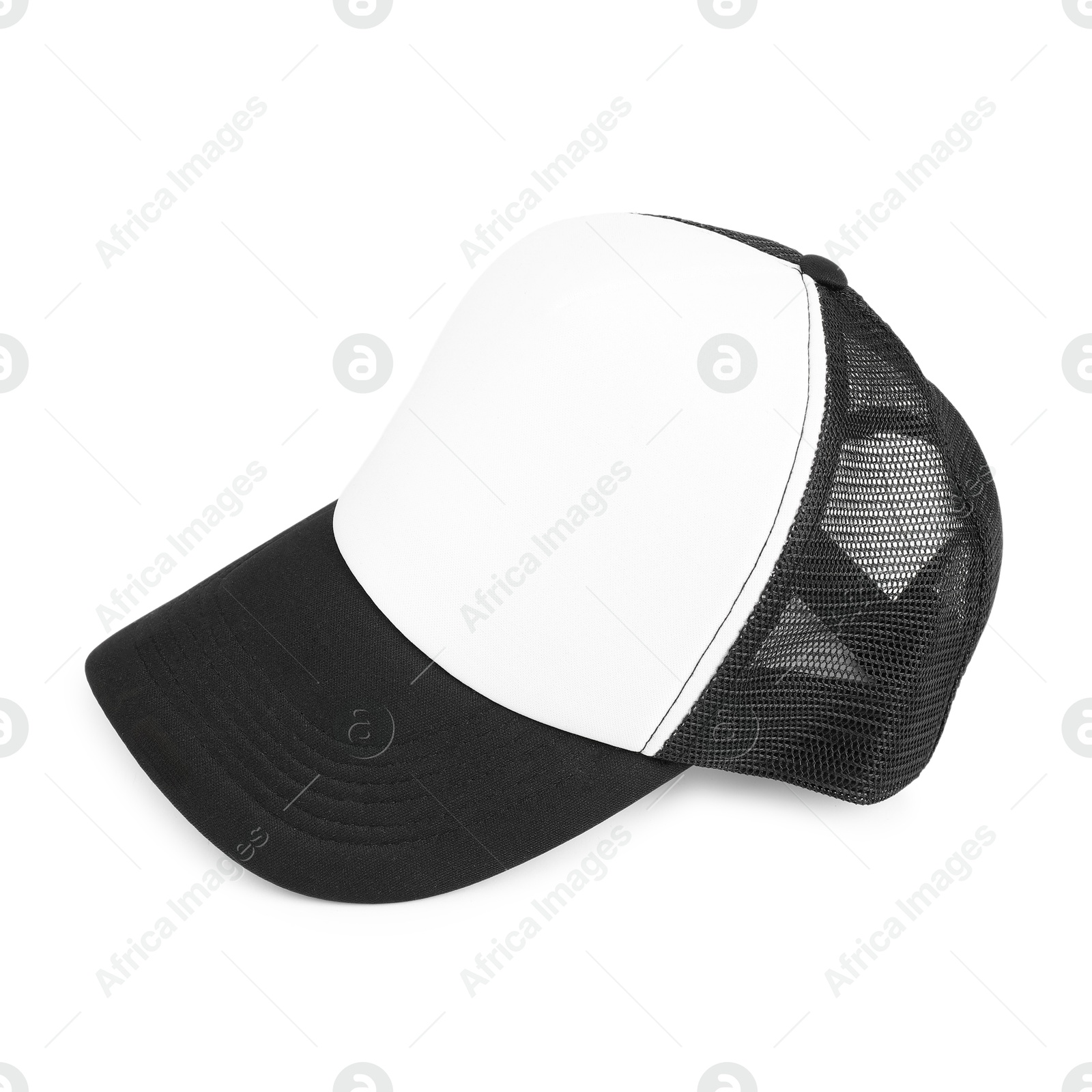 Photo of Stylish color baseball cap isolated on white. Mockup for design