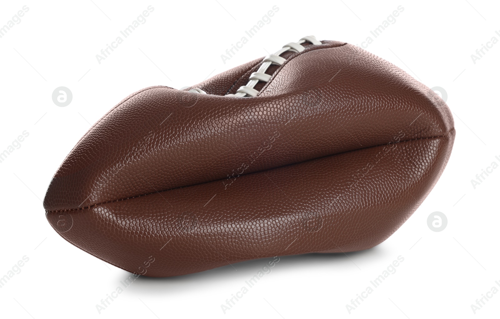 Photo of One deflated American football ball isolated on white