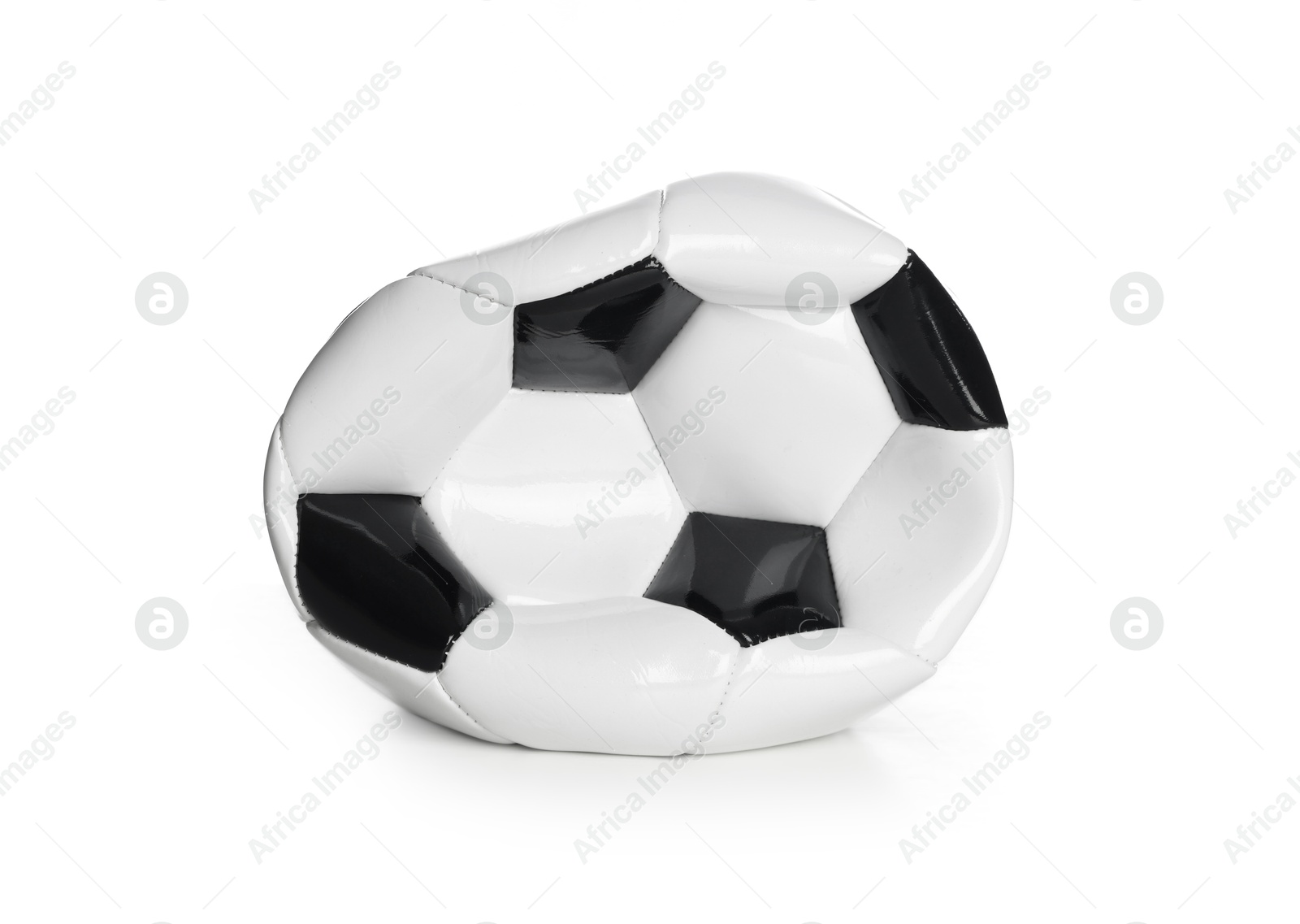 Photo of One deflated soccer ball isolated on white