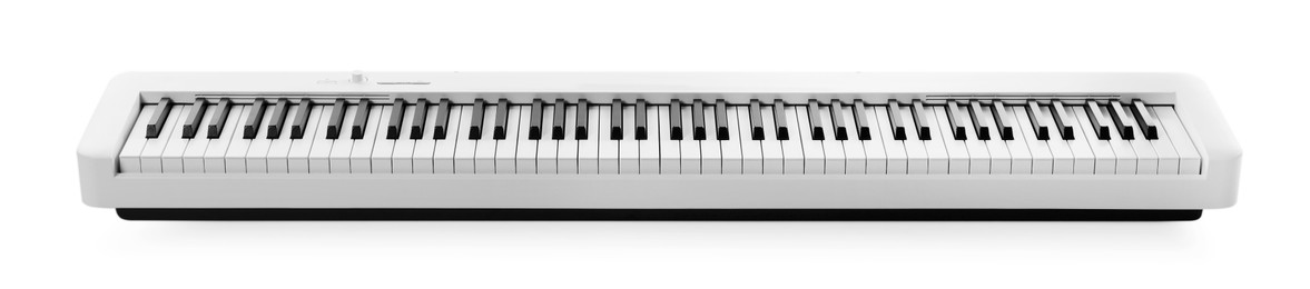 Photo of One synthesizer isolated on white. Electronic musical instrument