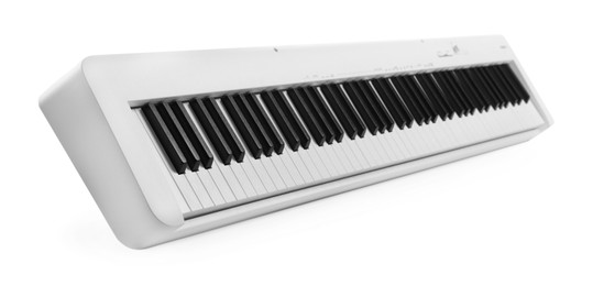 Photo of One synthesizer isolated on white. Electronic musical instrument