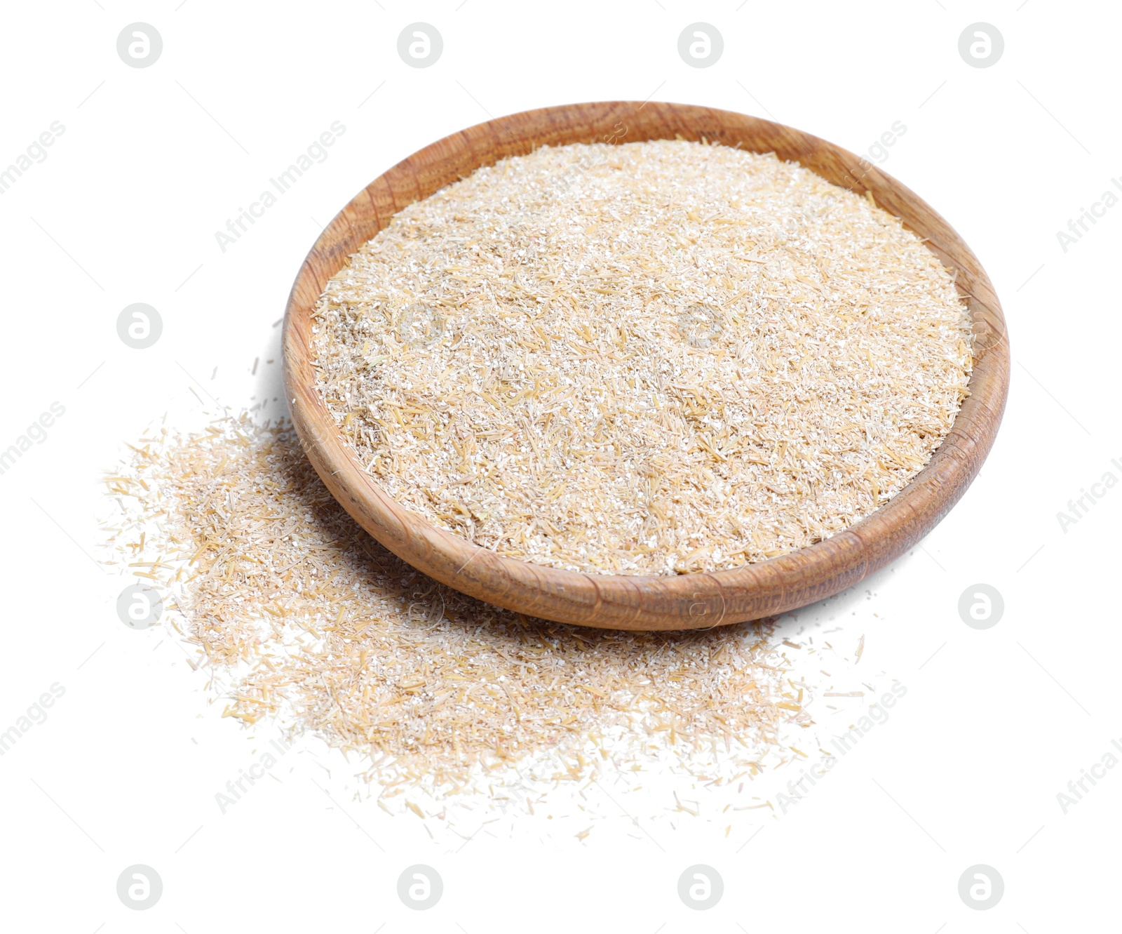 Photo of Plate of oat bran isolated on white