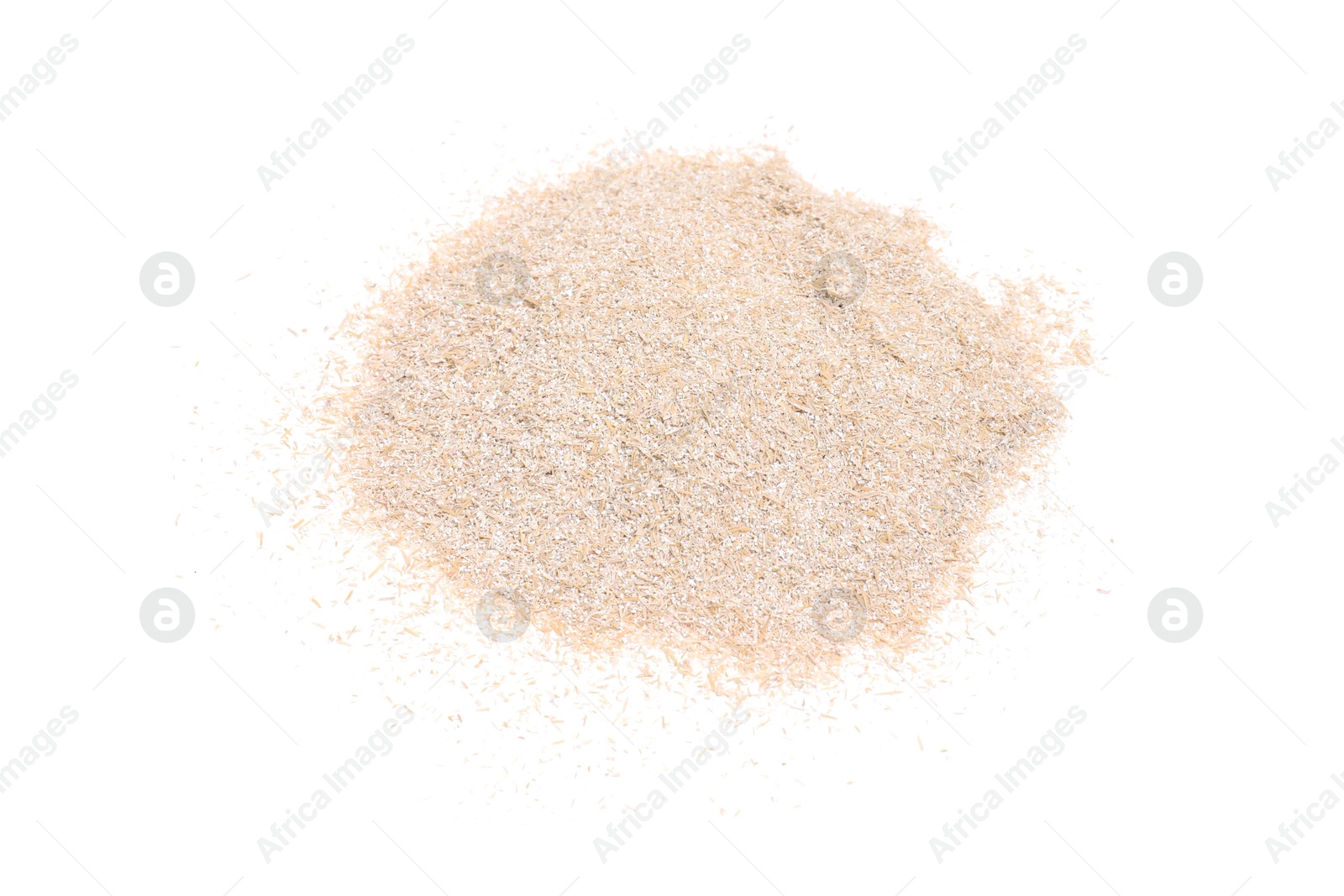 Photo of Oat bran isolated on white, top view