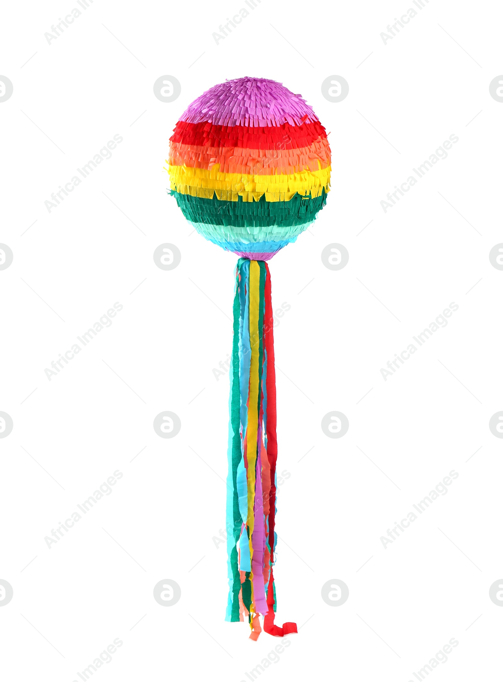 Photo of One bright colorful pinata isolated on white