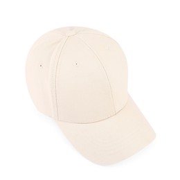 Photo of One stylish baseball cap isolated on white. Mockup for design