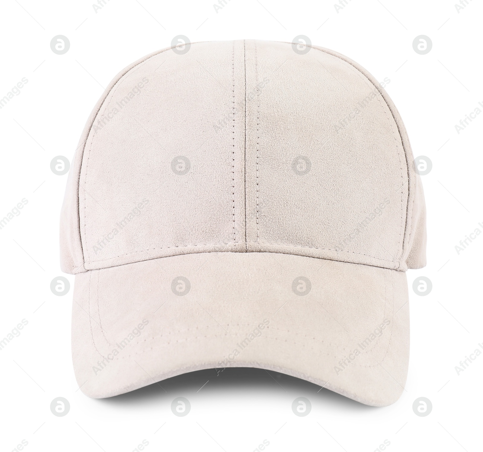 Photo of One stylish baseball cap isolated on white. Mockup for design