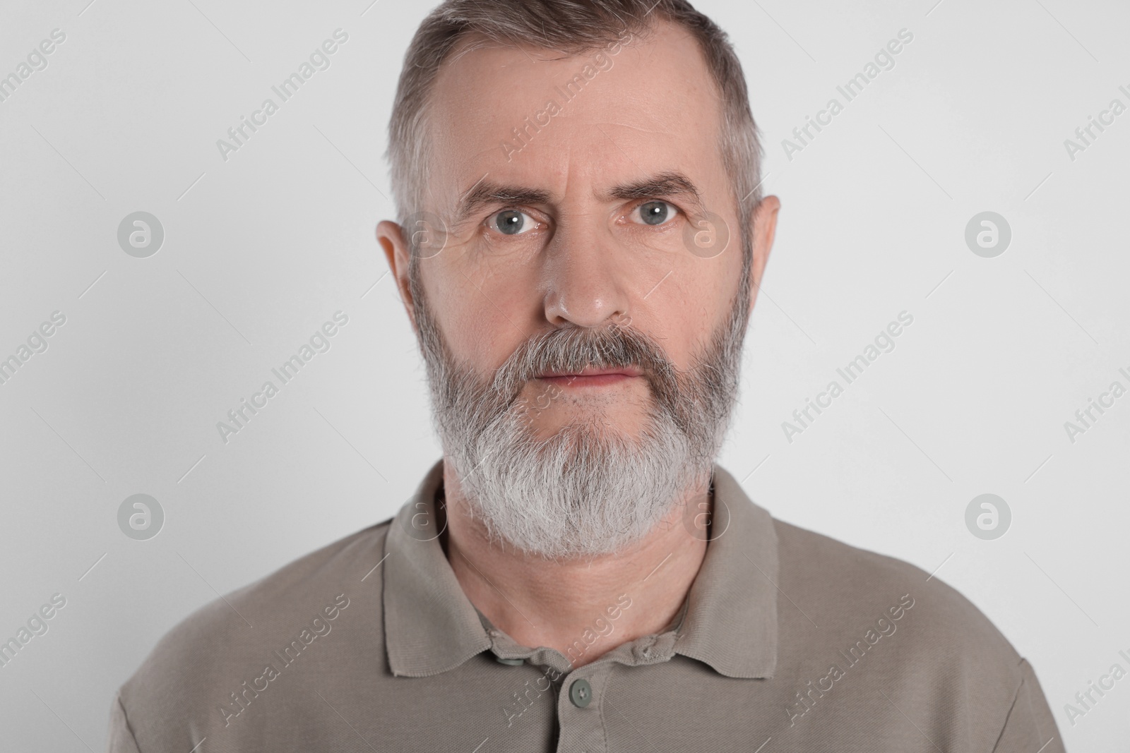 Photo of Portrait of senior man on white background