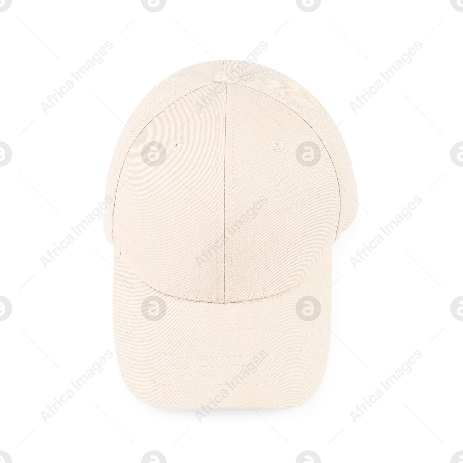 Photo of One stylish baseball cap isolated on white. Mockup for design