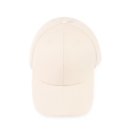 Photo of One stylish baseball cap isolated on white. Mockup for design