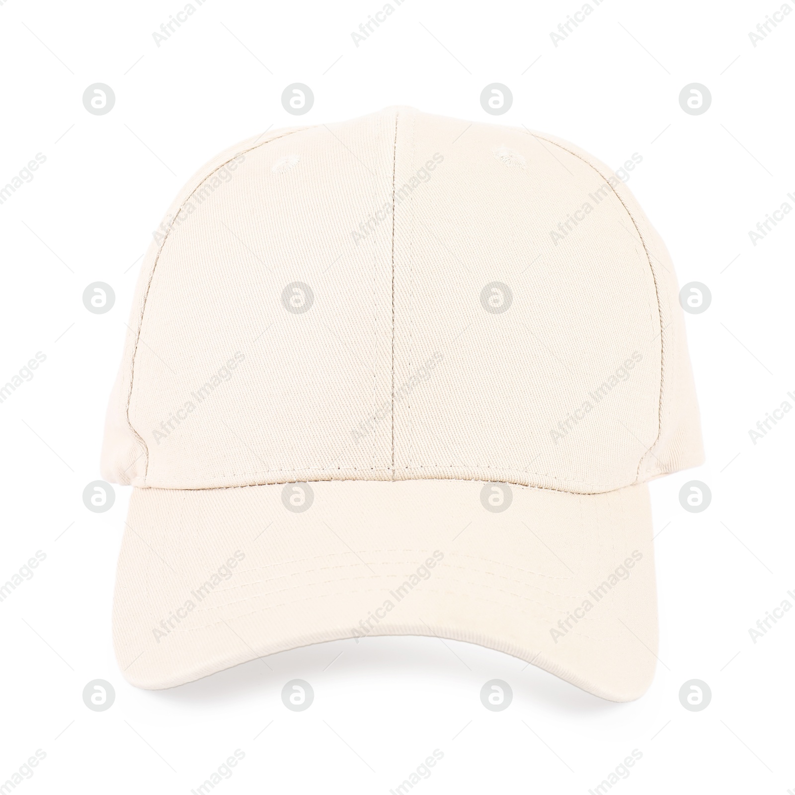 Photo of One stylish baseball cap isolated on white. Mockup for design