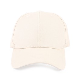 Photo of One stylish baseball cap isolated on white. Mockup for design