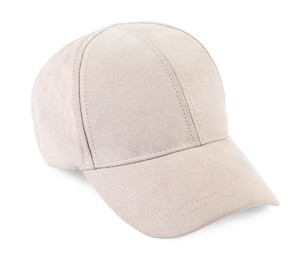 Photo of One stylish baseball cap isolated on white. Mockup for design