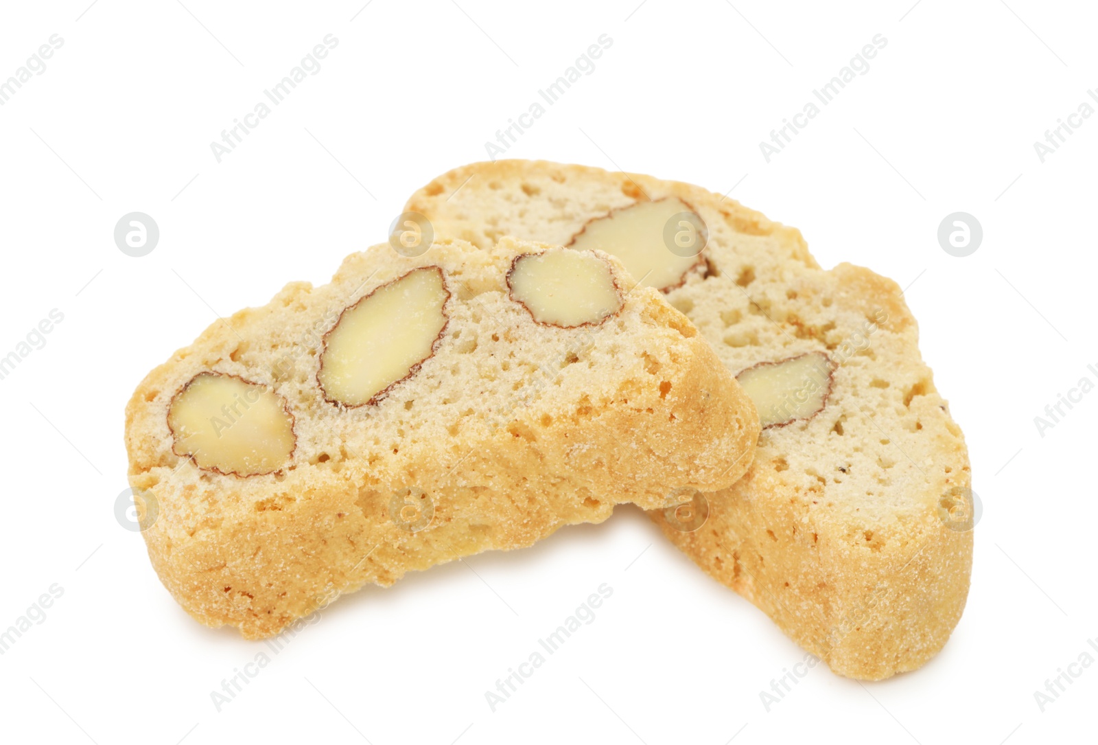 Photo of Traditional Italian almond biscuits (Cantucci) isolated on white