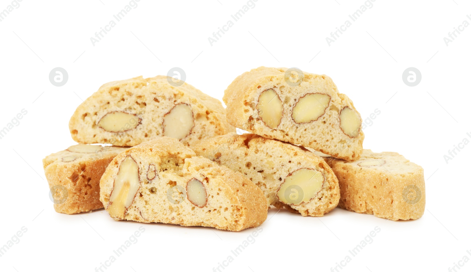 Photo of Traditional Italian almond biscuits (Cantucci) isolated on white