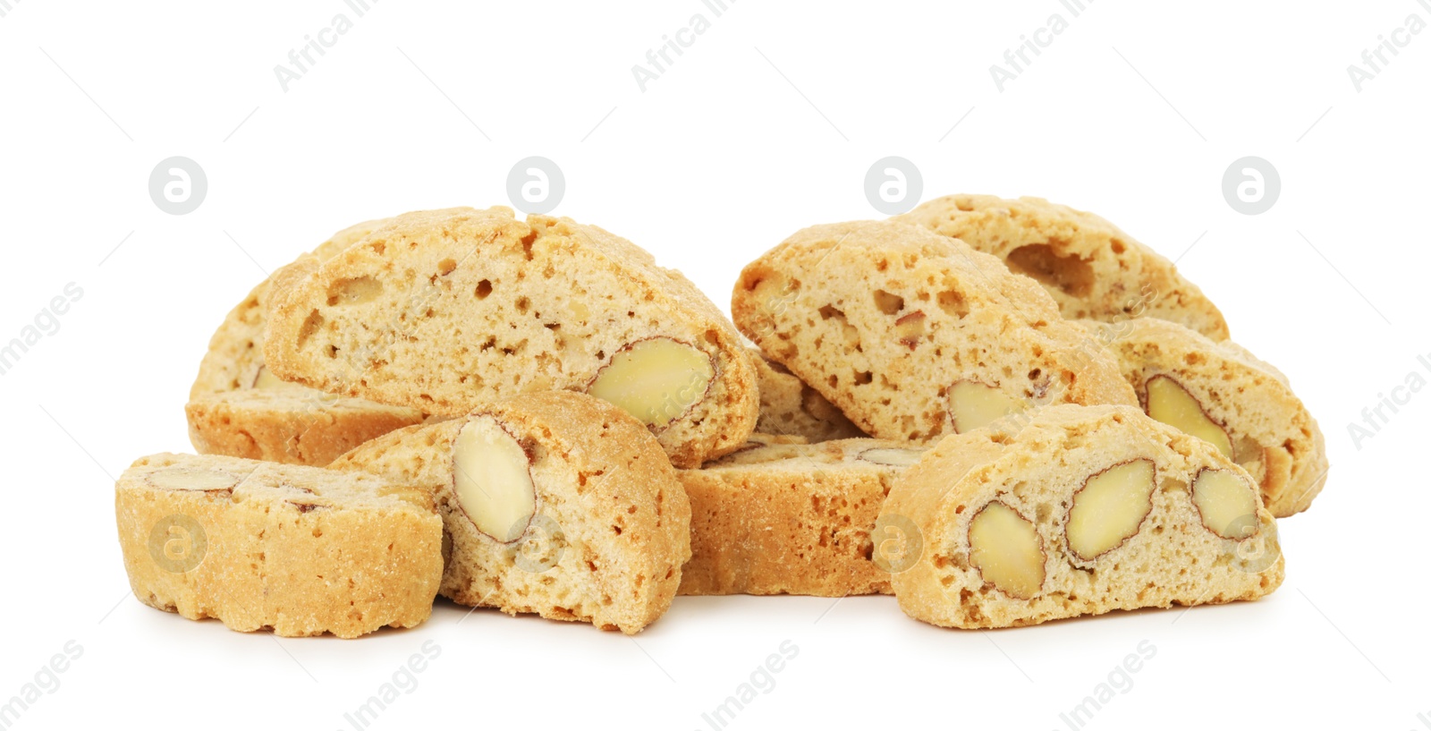 Photo of Traditional Italian almond biscuits (Cantucci) isolated on white