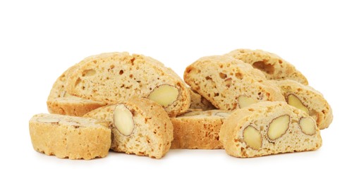 Photo of Traditional Italian almond biscuits (Cantucci) isolated on white