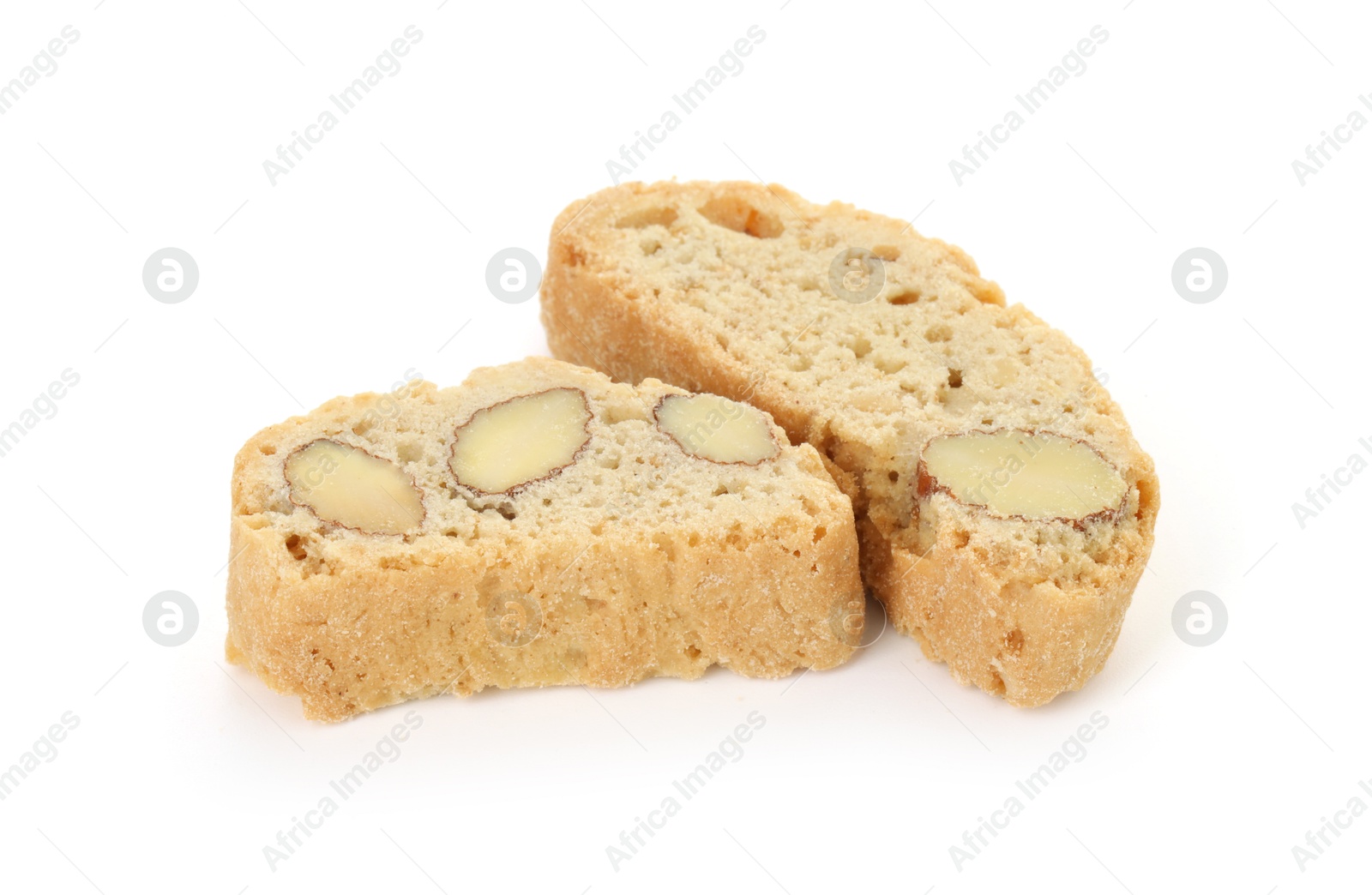 Photo of Traditional Italian almond biscuits (Cantucci) isolated on white