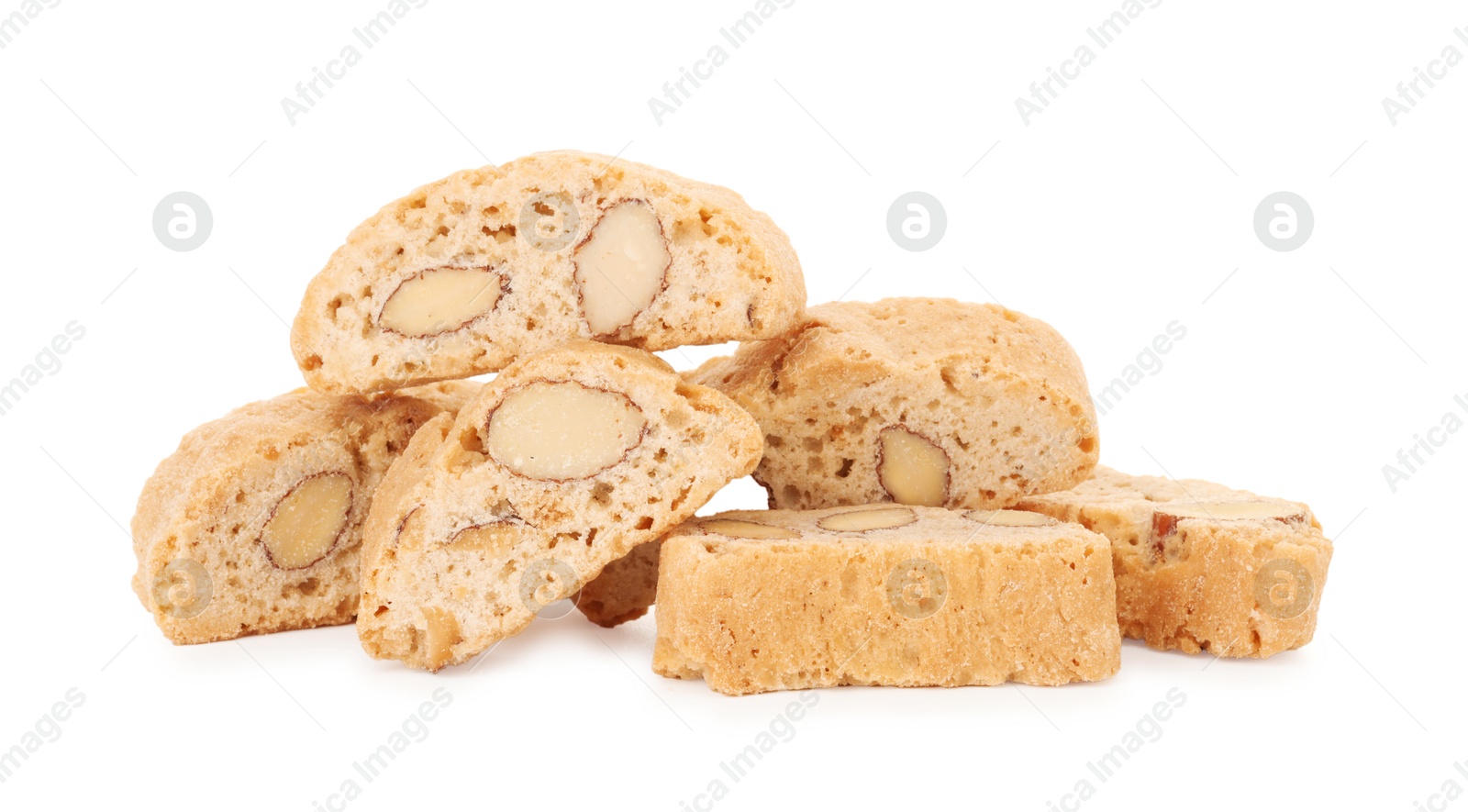 Photo of Traditional Italian almond biscuits (Cantucci) isolated on white