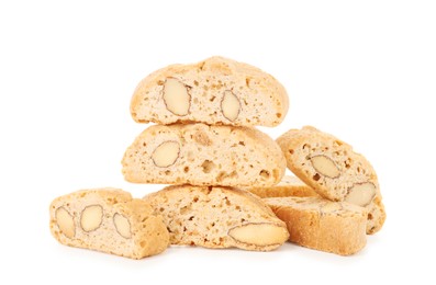 Traditional Italian almond biscuits (Cantucci) isolated on white