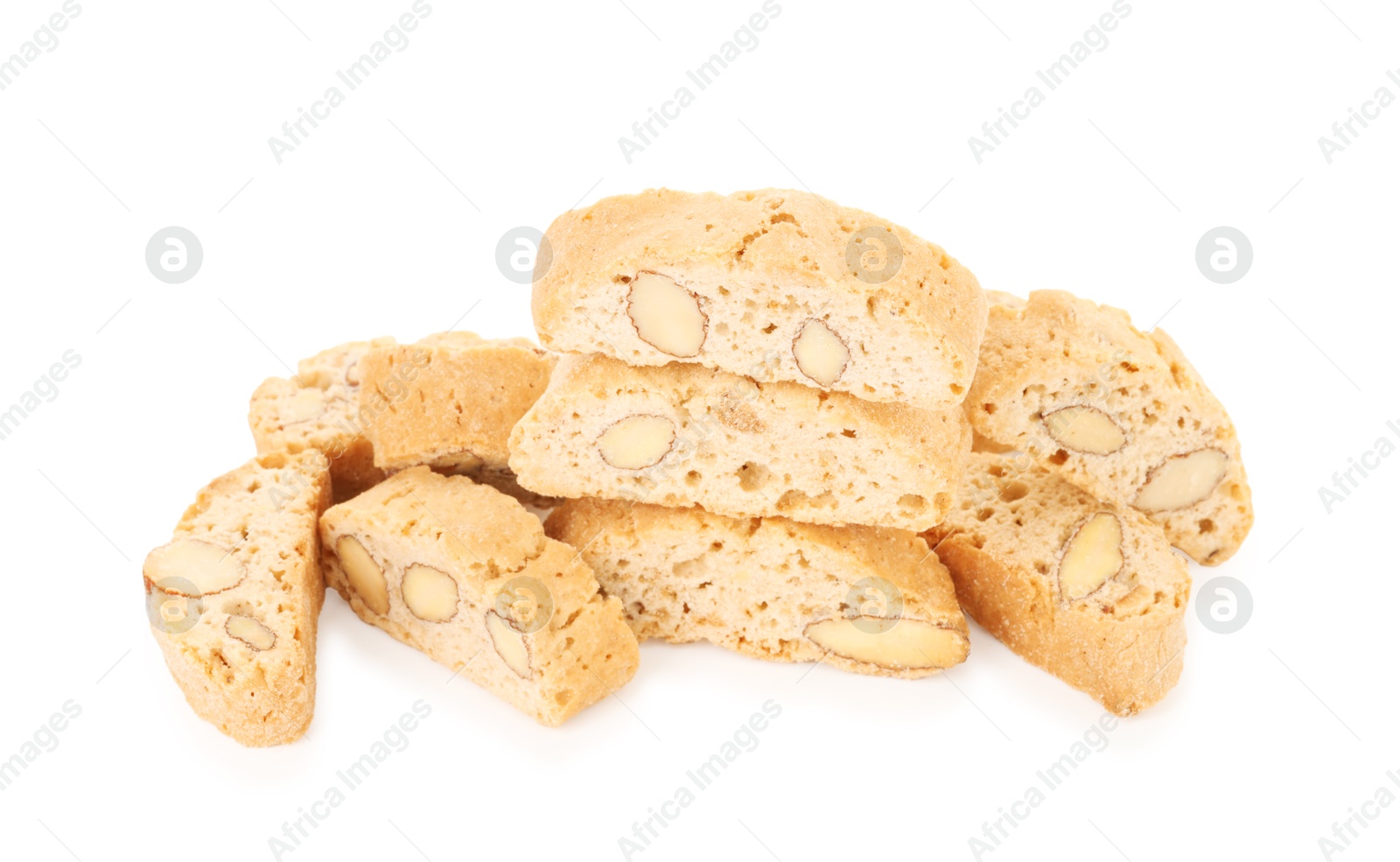 Photo of Traditional Italian almond biscuits (Cantucci) isolated on white