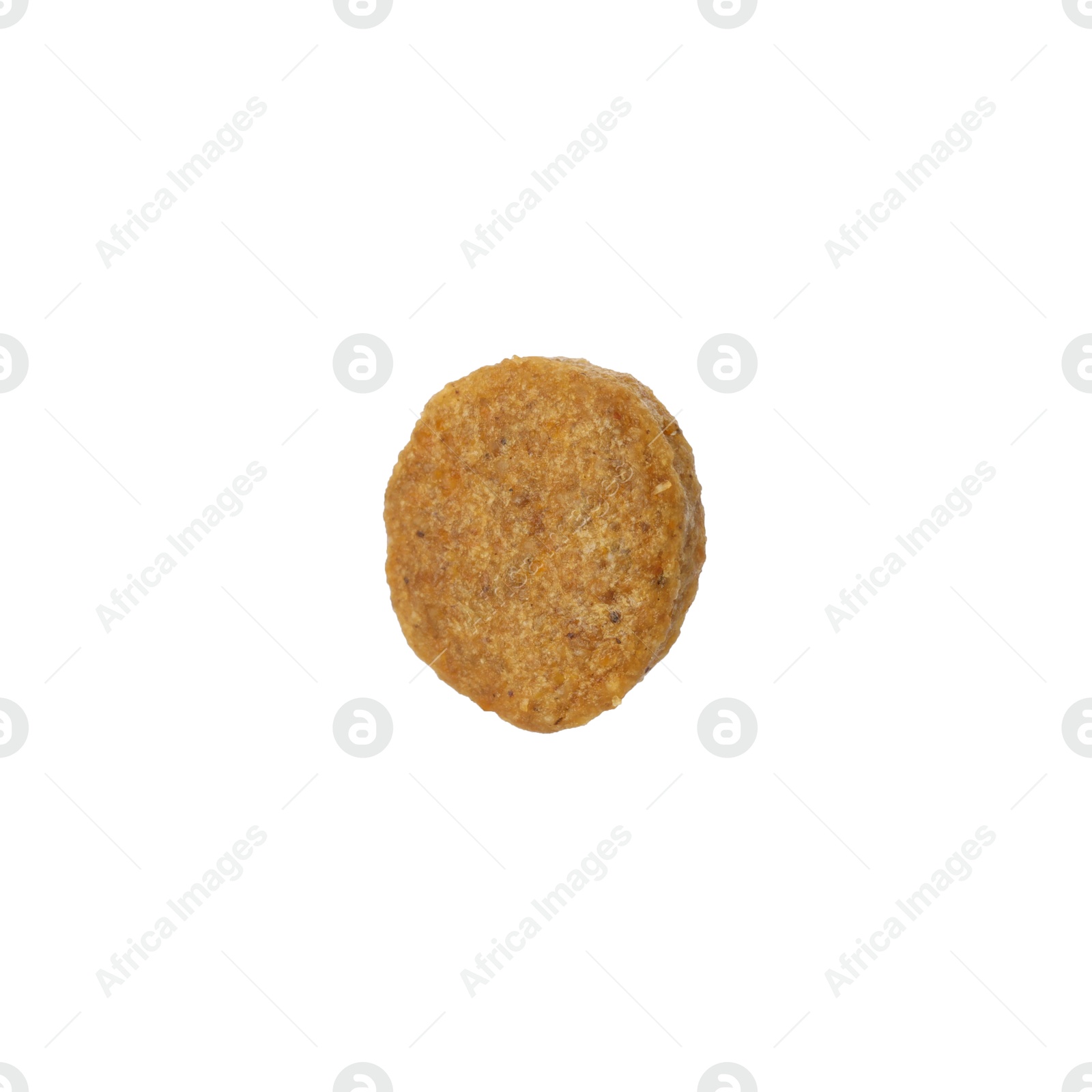 Photo of One pet food granule isolated on white