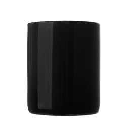 Photo of Black ceramic mug isolated on white. Mockup for design