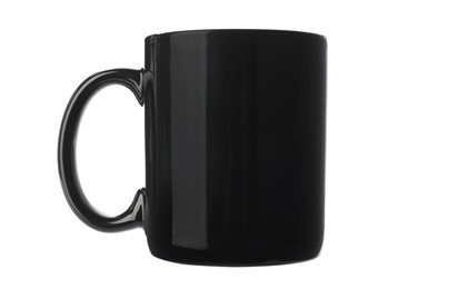 Photo of Black ceramic mug isolated on white. Mockup for design