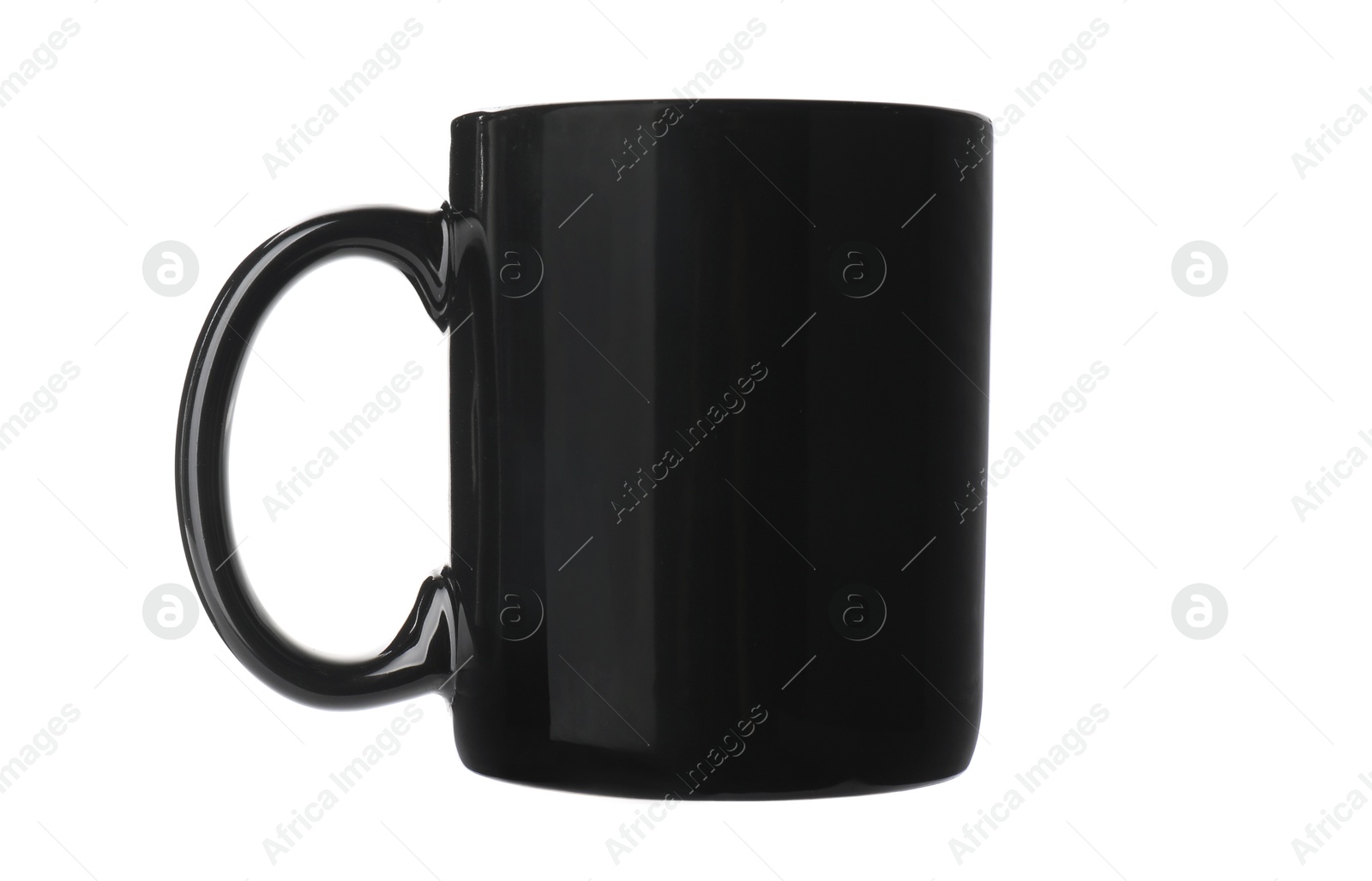 Photo of Black ceramic mug isolated on white. Mockup for design