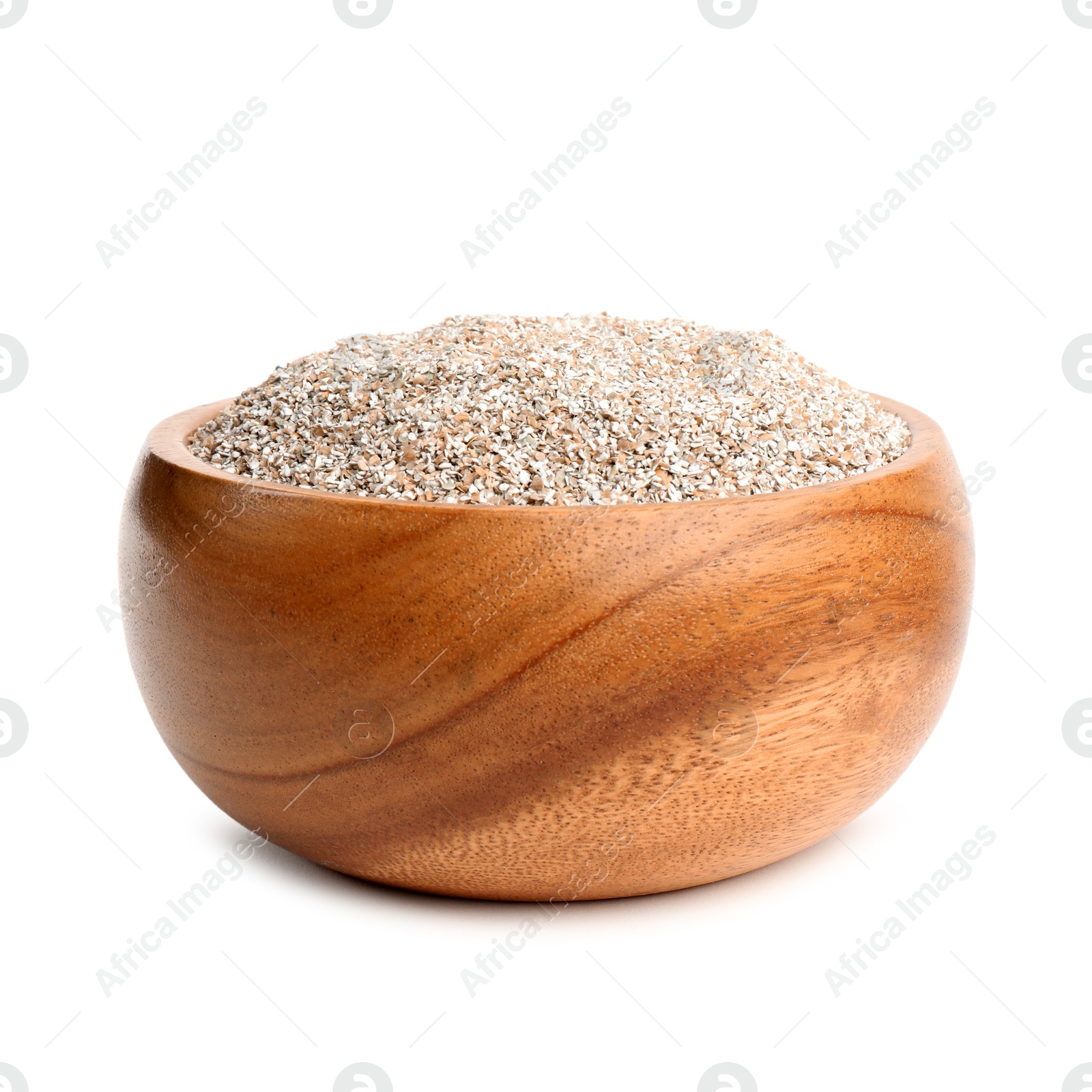 Photo of Rye bran in bowl isolated on white