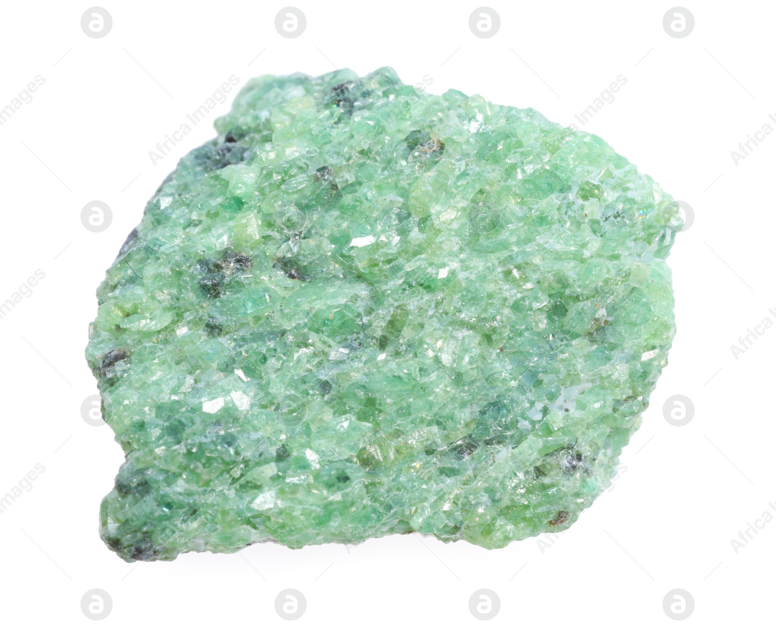 Photo of Beautiful green mineral isolated on white. Natural gemstone