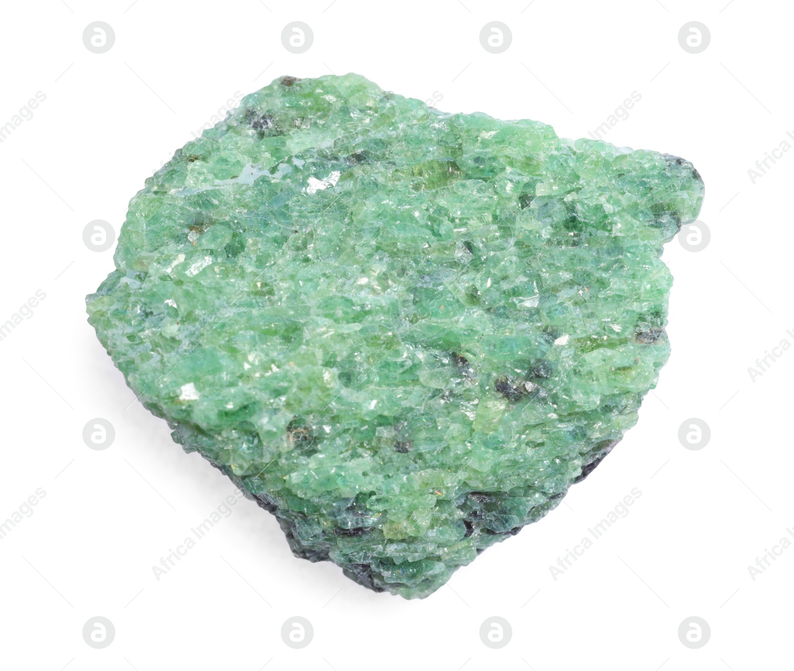 Photo of Beautiful green mineral isolated on white. Natural gemstone