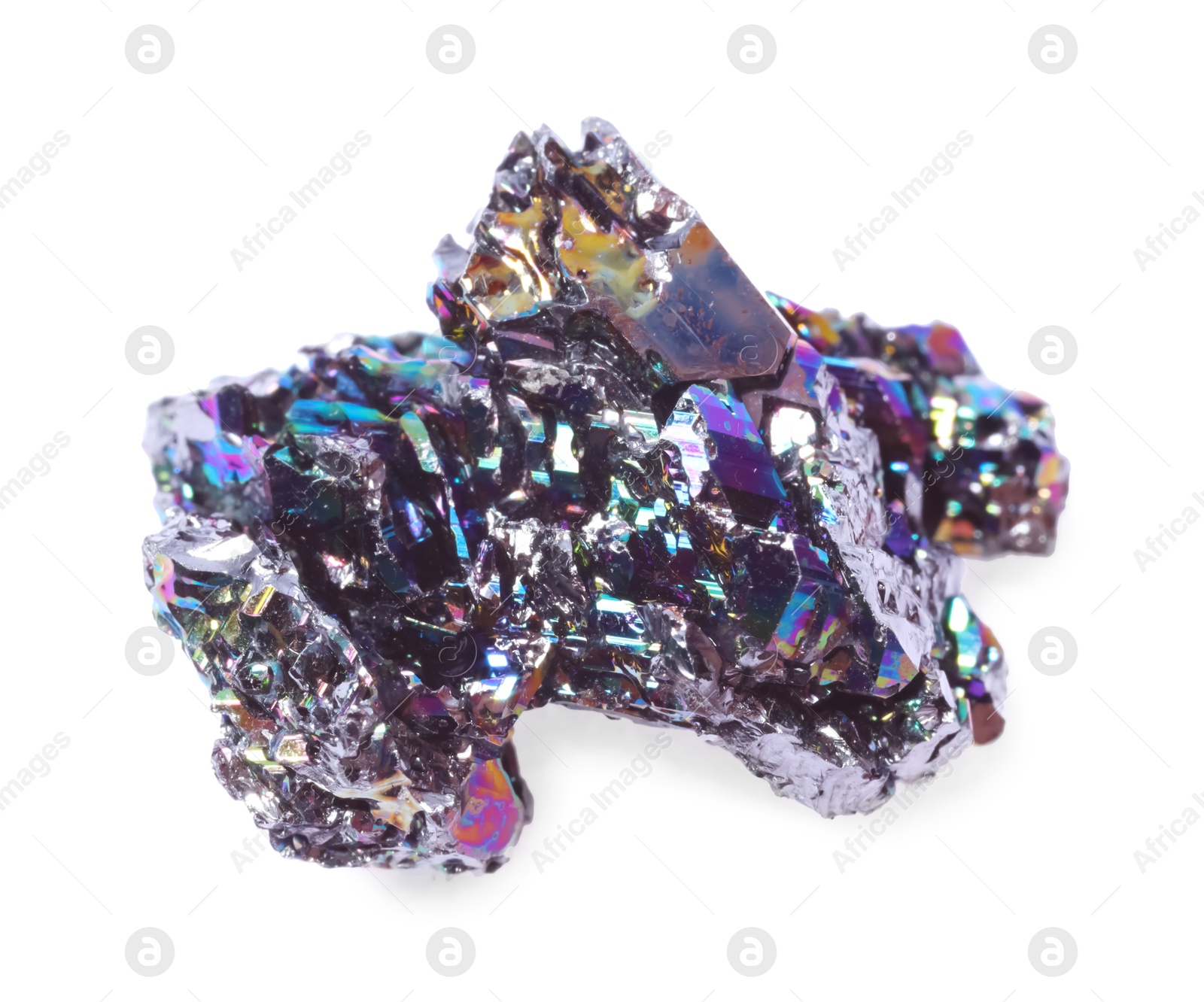 Photo of Beautiful bornite isolated on white. Natural gemstone