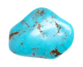 Photo of Beautiful turquoise isolated on white. Natural gemstone