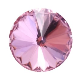 Photo of One pink shiny gemstone isolated on white