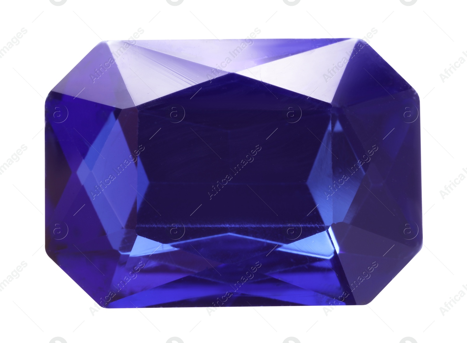 Photo of One violet shiny gemstone isolated on white