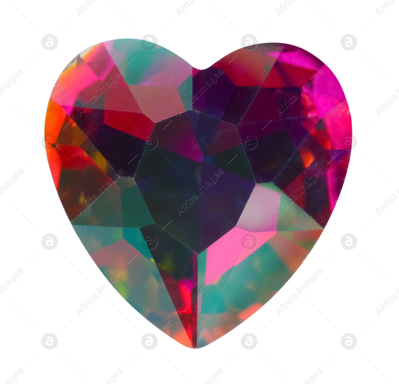 Photo of Colorful heart shaped shiny gemstone isolated on white