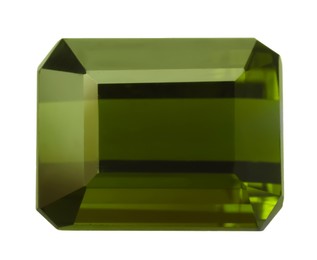 One green shiny gemstone isolated on white