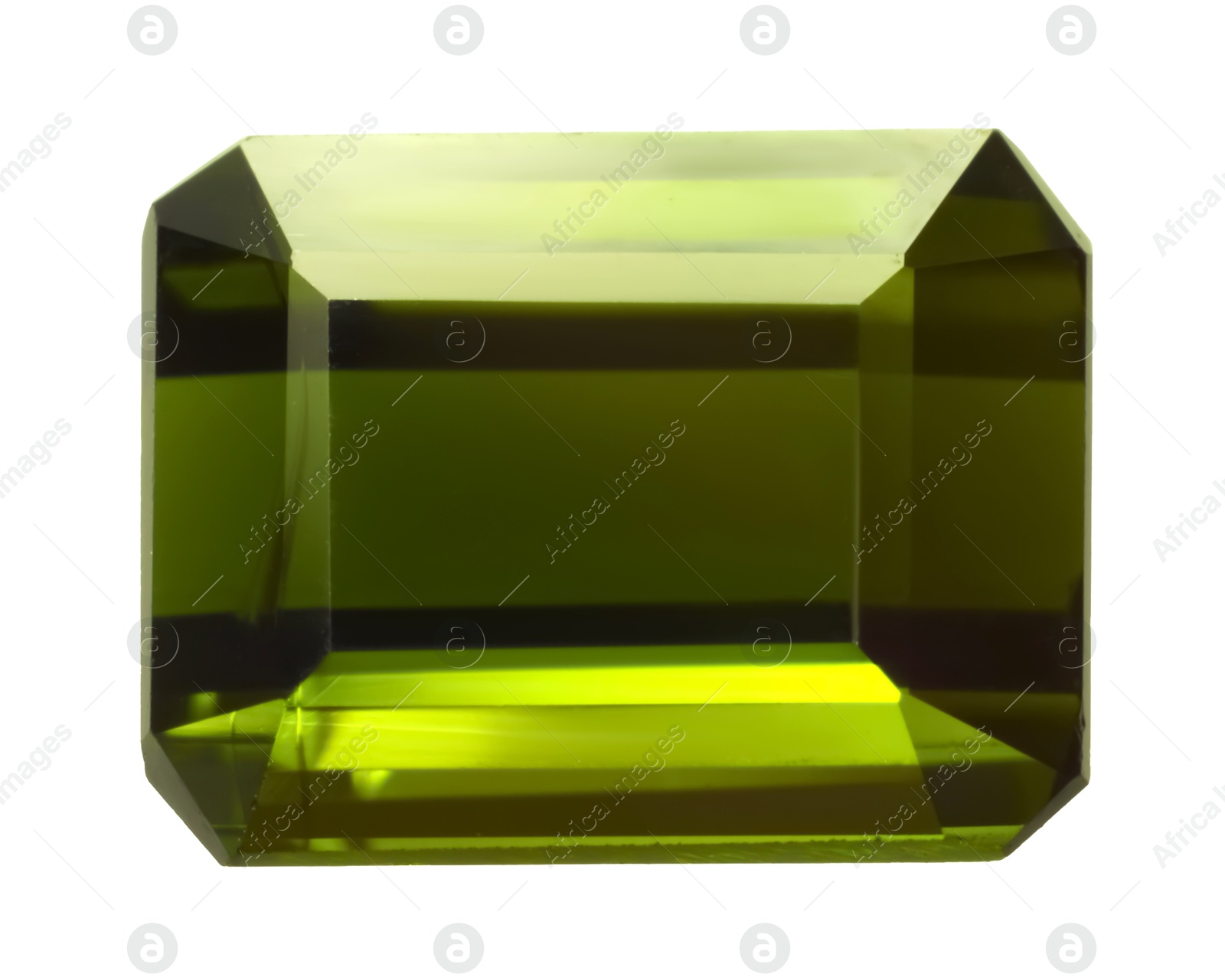 Photo of One green shiny gemstone isolated on white