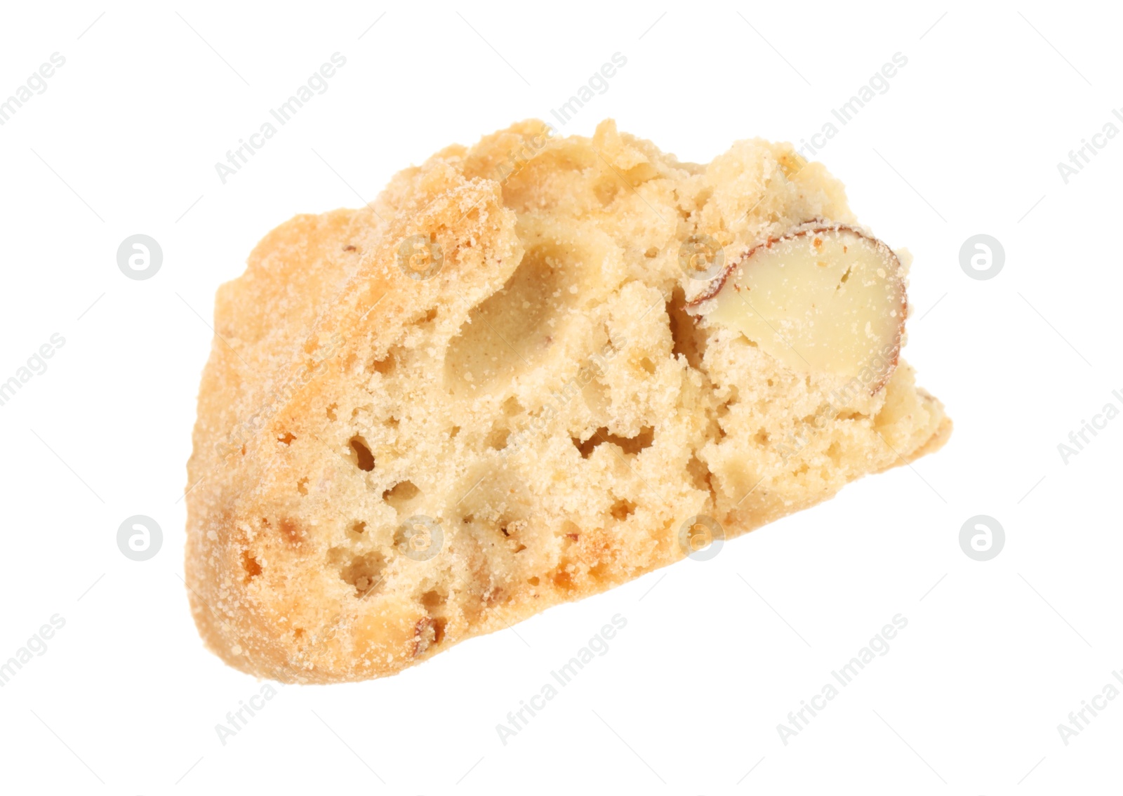 Photo of Piece of traditional Italian almond biscuit (Cantucci) isolated on white