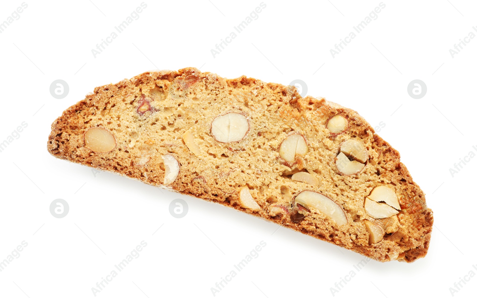 Photo of Traditional Italian almond biscuit (Cantucci) isolated on white, top view