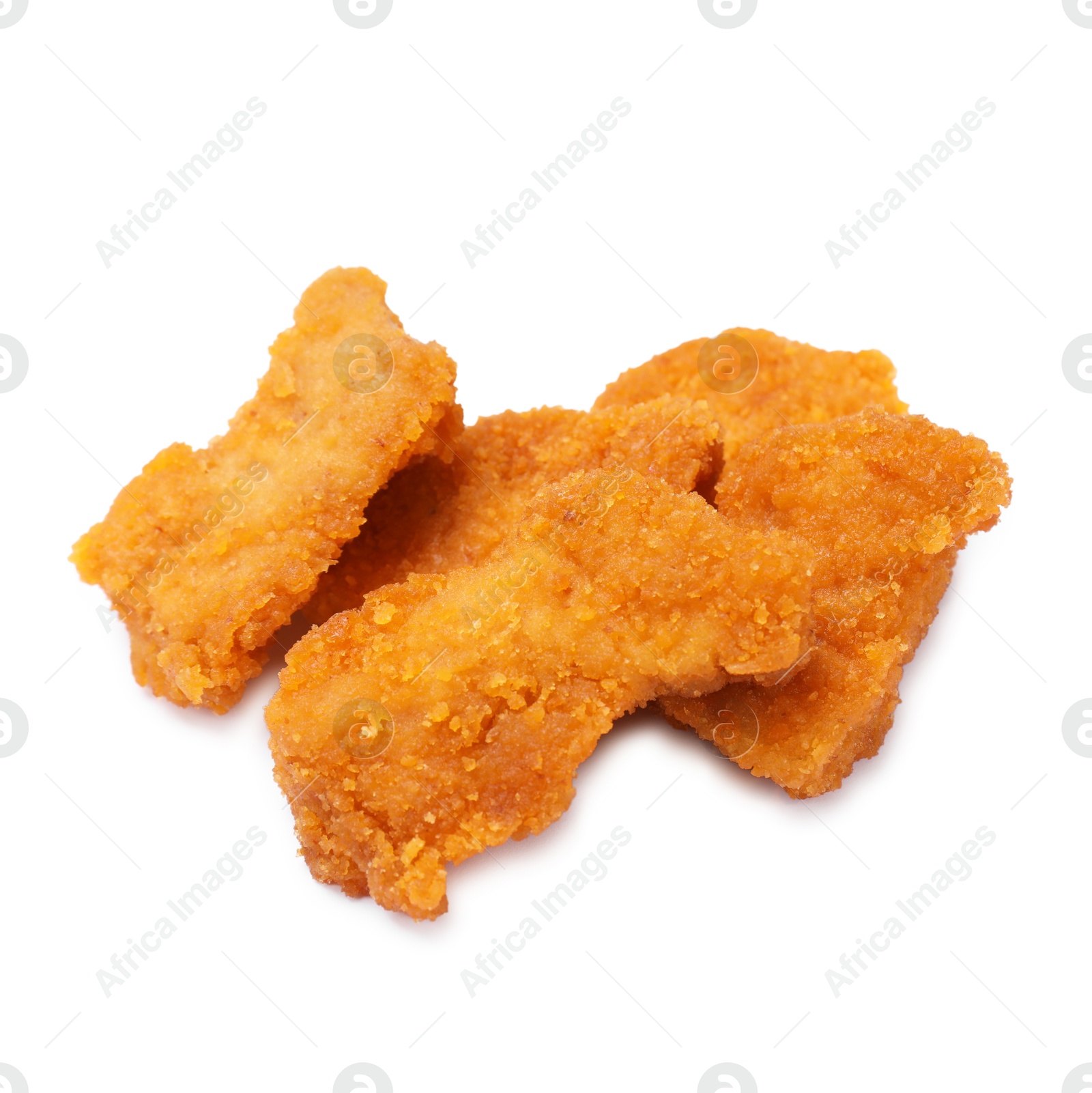 Photo of Delicious fresh chicken nuggets isolated on white