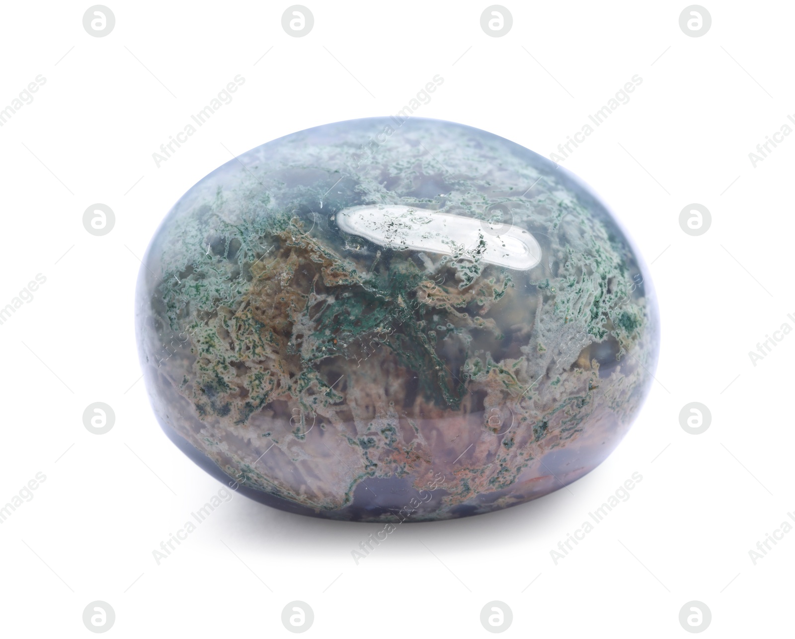 Photo of Beautiful moss agate isolated on white. Natural gemstone