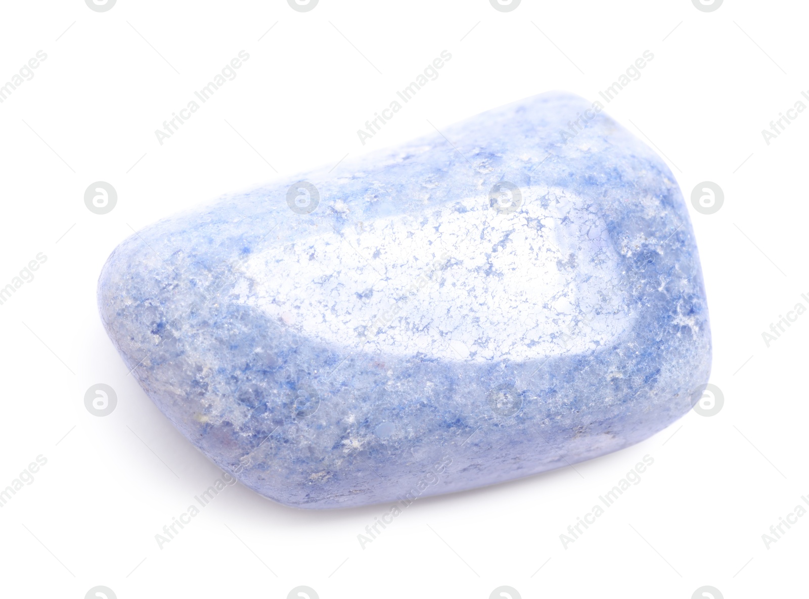 Photo of Beautiful blue quartz crystal isolated on white. Natural gemstone