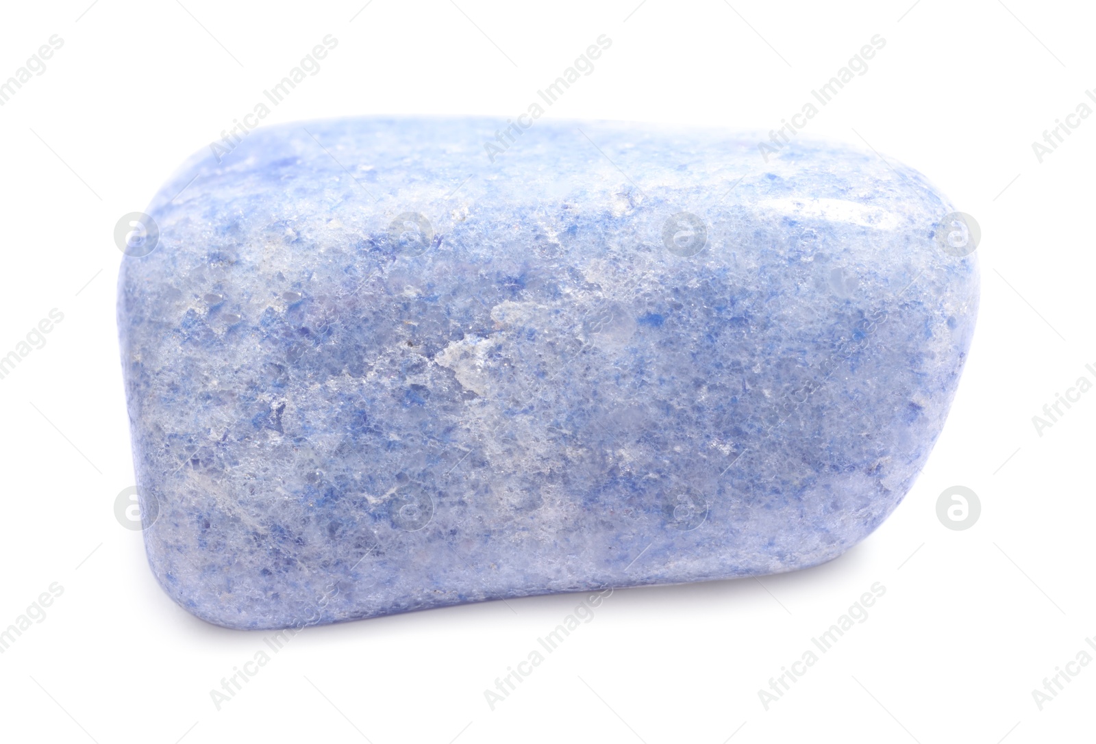 Photo of Beautiful blue quartz crystal isolated on white. Natural gemstone