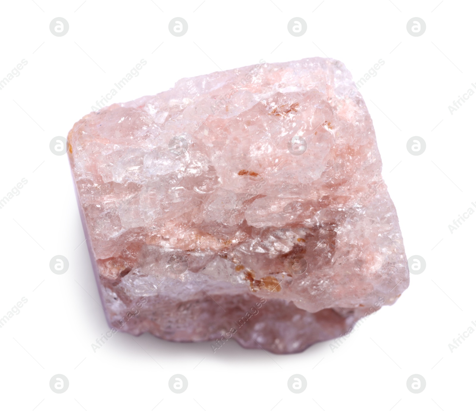 Photo of Beautiful rose quartz crystal isolated on white. Natural gemstone