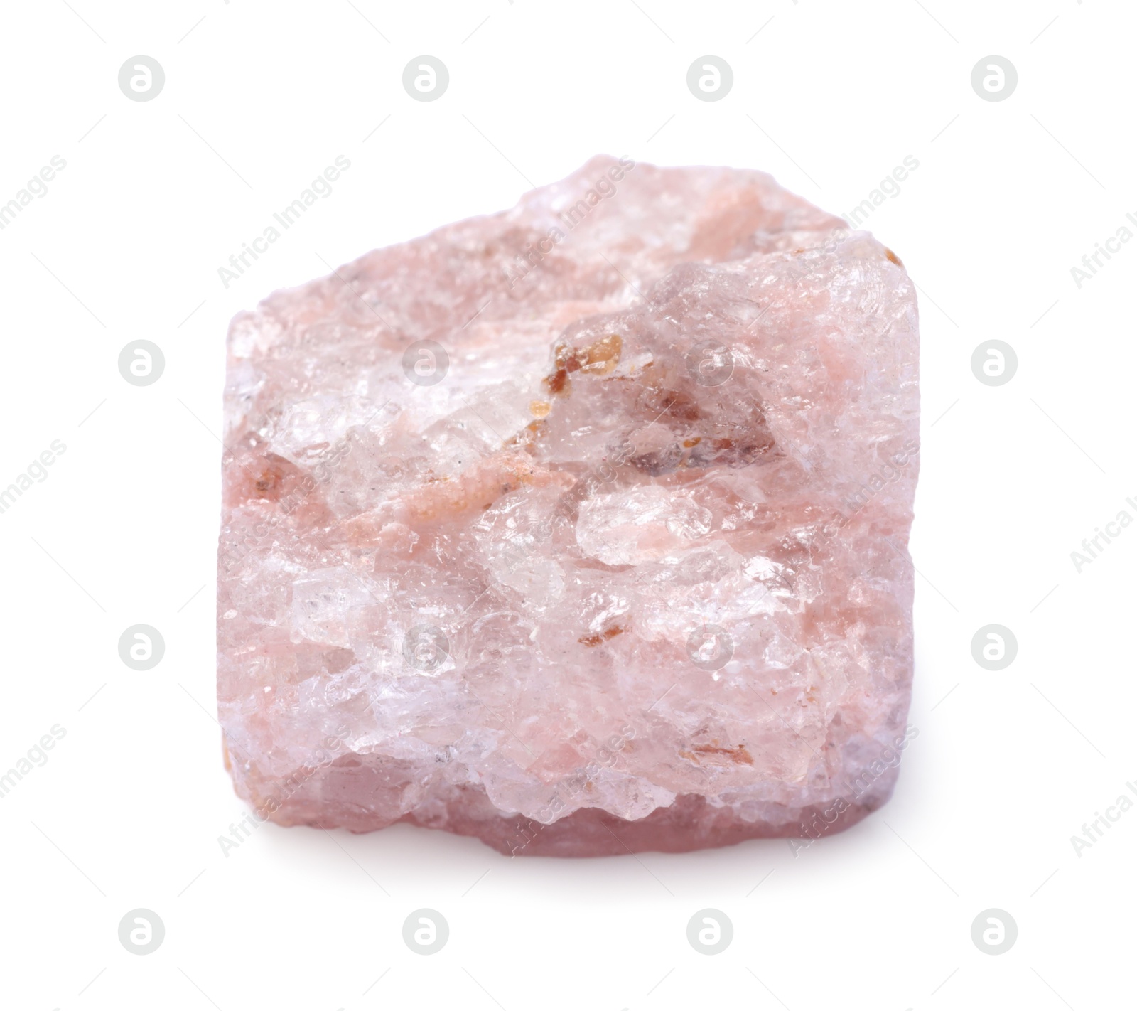 Photo of Beautiful rose quartz crystal isolated on white. Natural gemstone