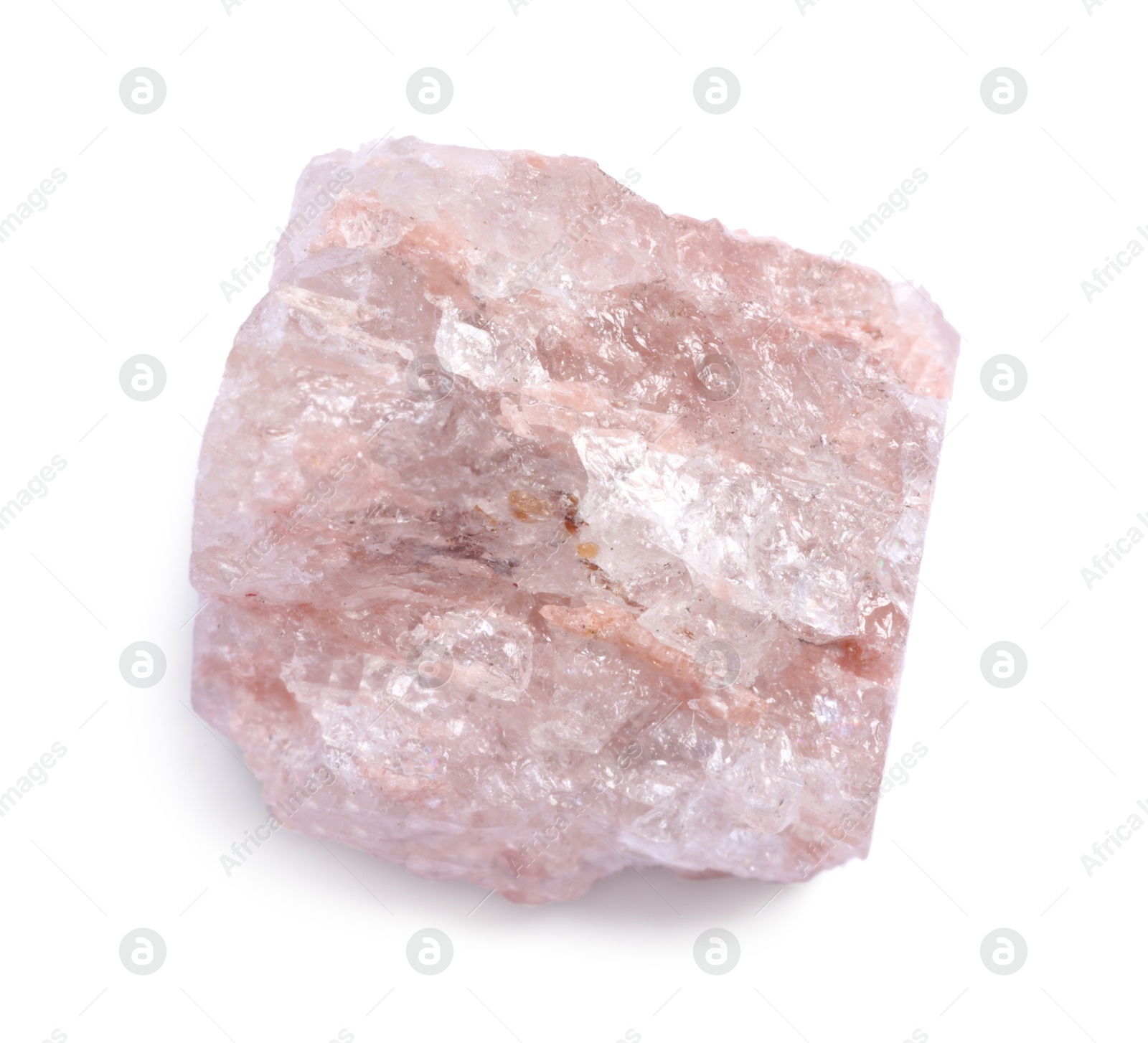 Photo of Beautiful rose quartz crystal isolated on white. Natural gemstone