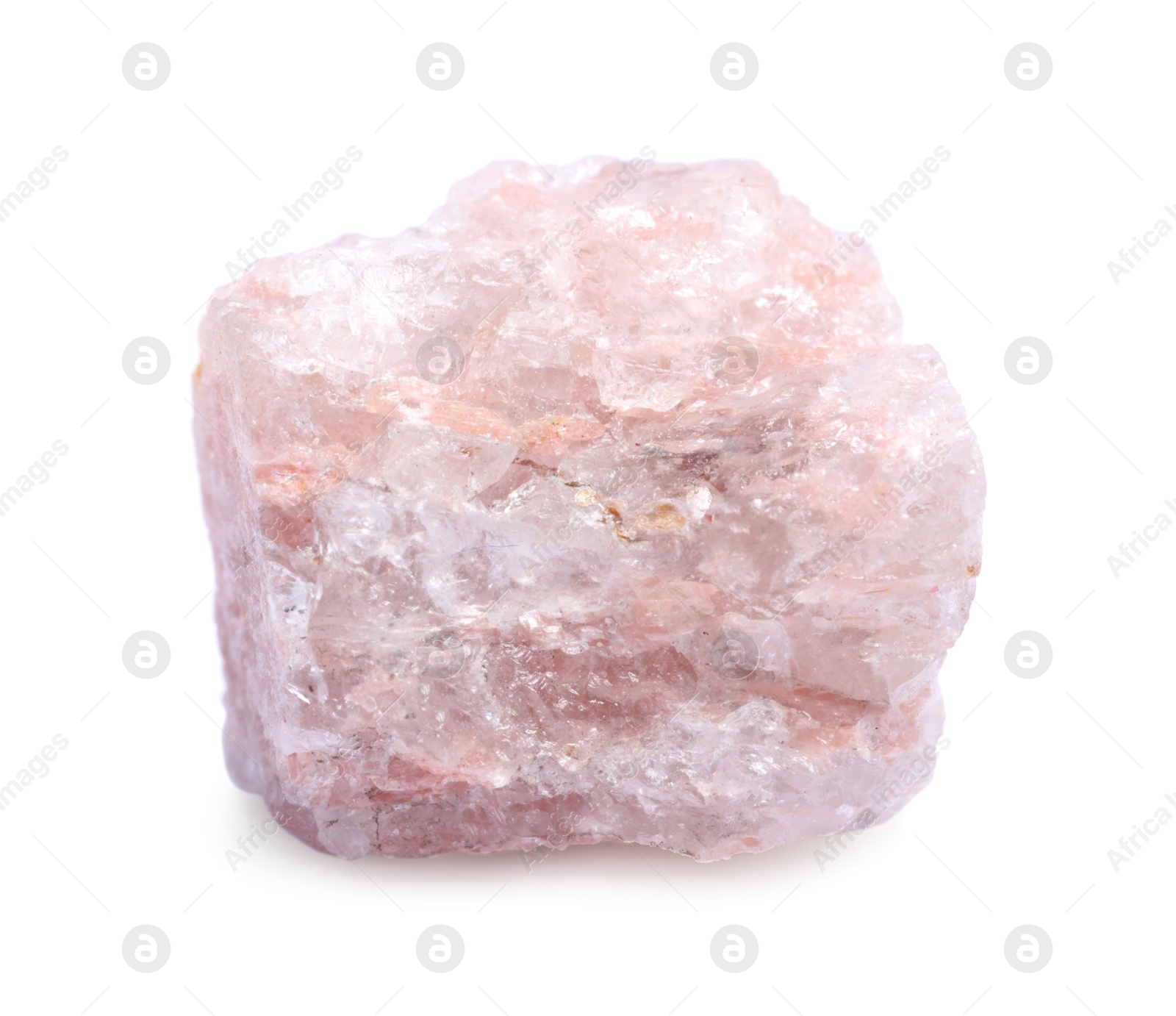 Photo of Beautiful rose quartz crystal isolated on white. Natural gemstone